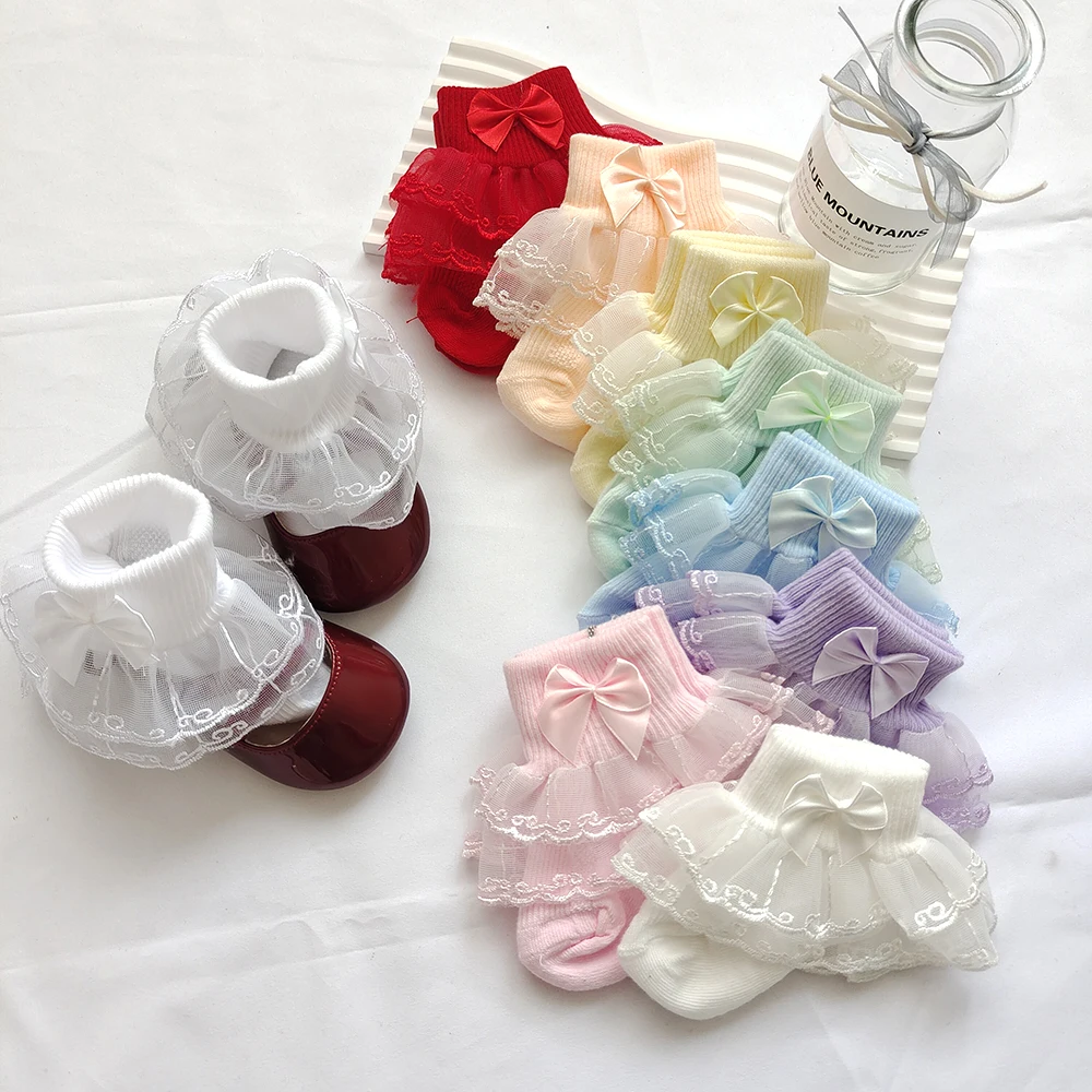 

New Children's Socks Cotton Princess Girls Frilly Sock Wedding Party Soft Infant Baby Socken Ruffle Socks For Kids High Quality