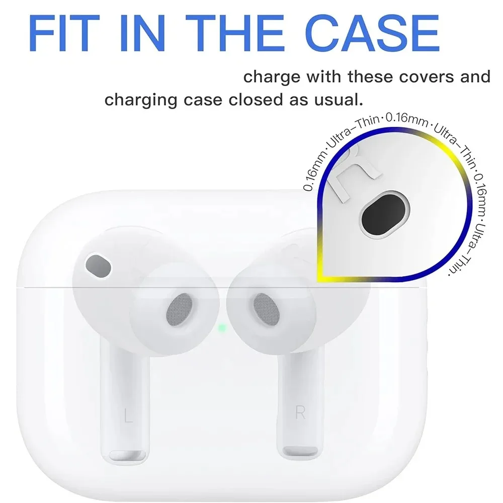 Silicone Eartips Cap - Ultra Thin Anti-Slip Protective Earbuds Cover (1-6 Pairs)