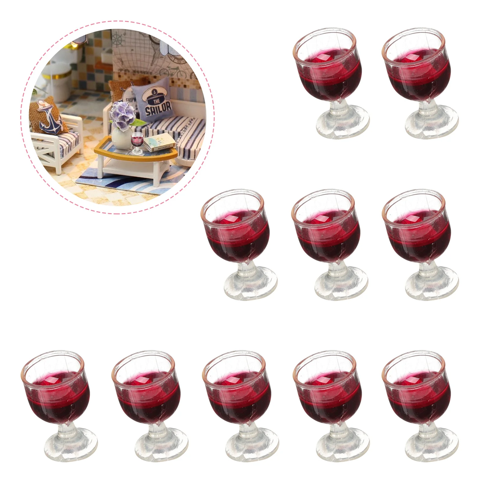 

10 Pcs Dollhouse Glass Glasses Decor Miniature Gasses Cake Micro Food Play Props Decoration Cocktail Cup Flute