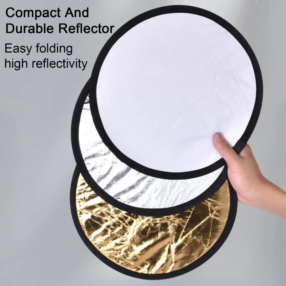 Photography Reflector Reflective Coat Compact Foldable Round Reflector Durable Two-in-one Photography Light Board for Easy Carrying Live