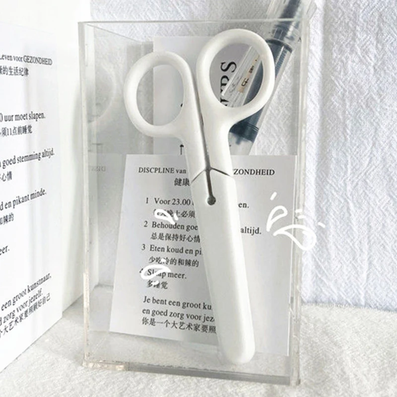 White Portable Stainless Steel Safety Scissors for Kids & Students 5