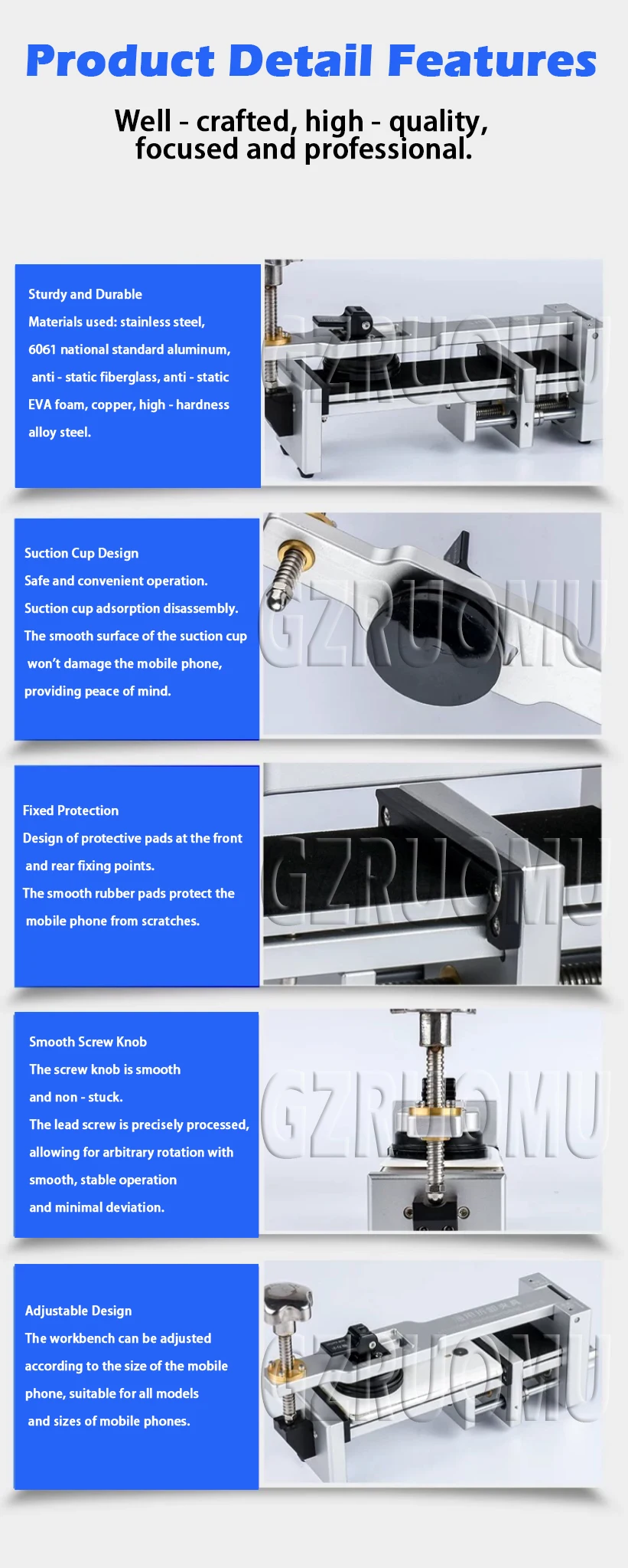Mobile Phone Screen Open Fixture with Strong Suction Cup Portable Adjustable LCD