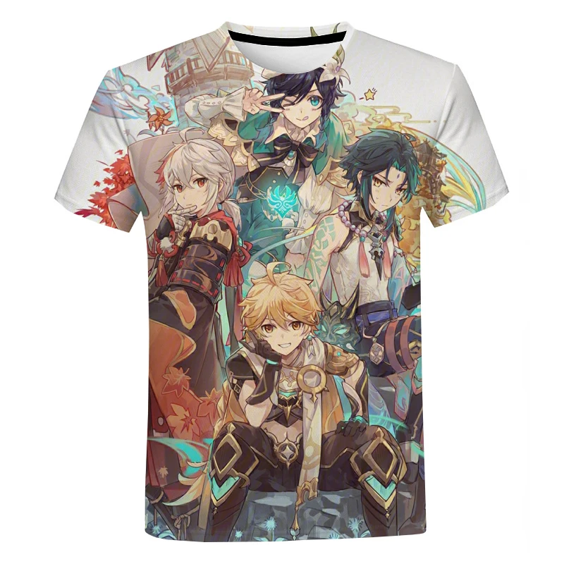 

Anime Genshin Impact 3D Print T Shirt for Women Men Summer New Oversized T-shirt Fashion Harajuku Streetwear Tops Tees
