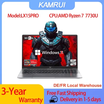 KAMRUI LX15PRO AMD Ryzen 7 7730U Gaming Laptop 15.6inch 16GB 512GB Windows 11 High Performance Laptop Computer Radeon WiFi 6