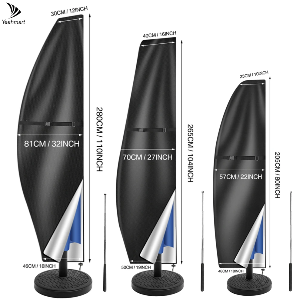 Umbrella Cover Patio Waterproof Market Parasol Covers with Zipper For 9-13ft Outdoor Cantilever Offset Umbrellas Rain Cloth 210D