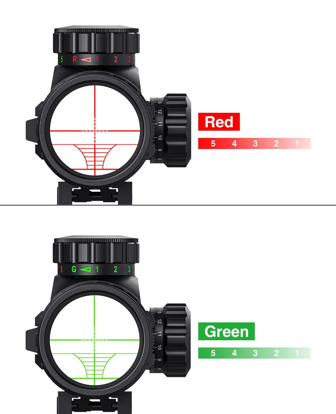MidTen 4-16x50 AO Tactical Rifle Scope Dual Illuminated Rangefinder Optics 4 Holographic Reticle Red Dot Laser Sight