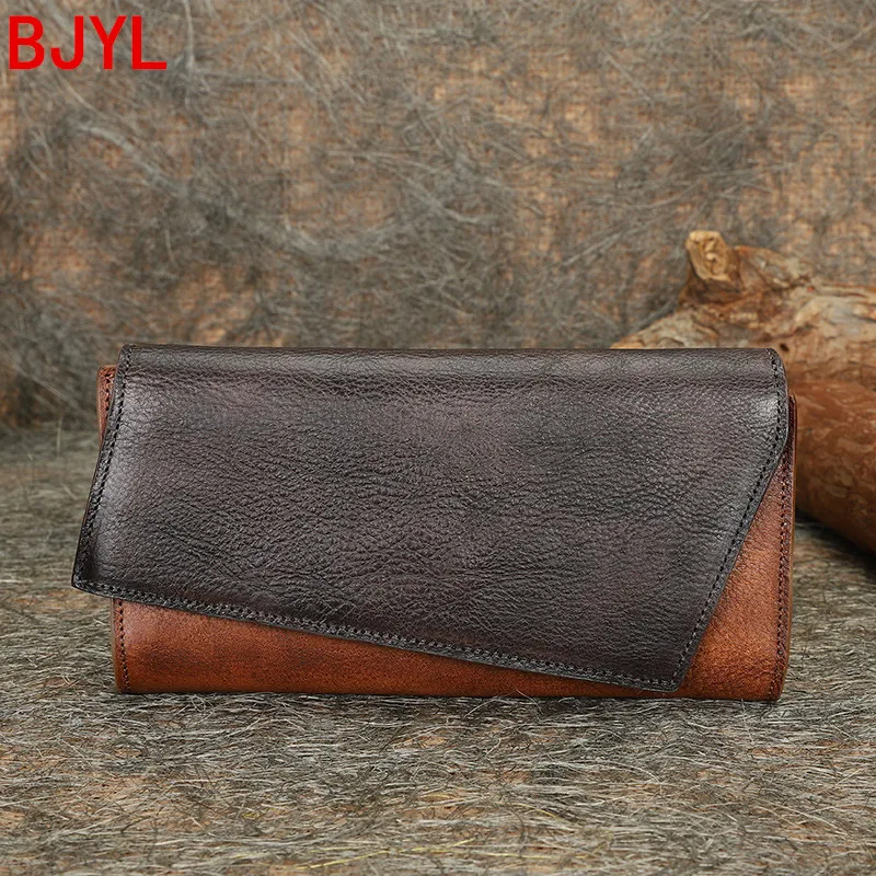 2021-new-retro-casual-clutch-bag-women's-wallet-genuine-leather-card-holder-wallet-tri-fold-long-wallets-large-capacity-purses