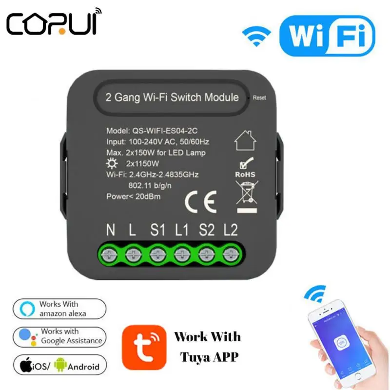 

Смарт-переключатель Tuya с поддержкой Wi-Fi, 3 А