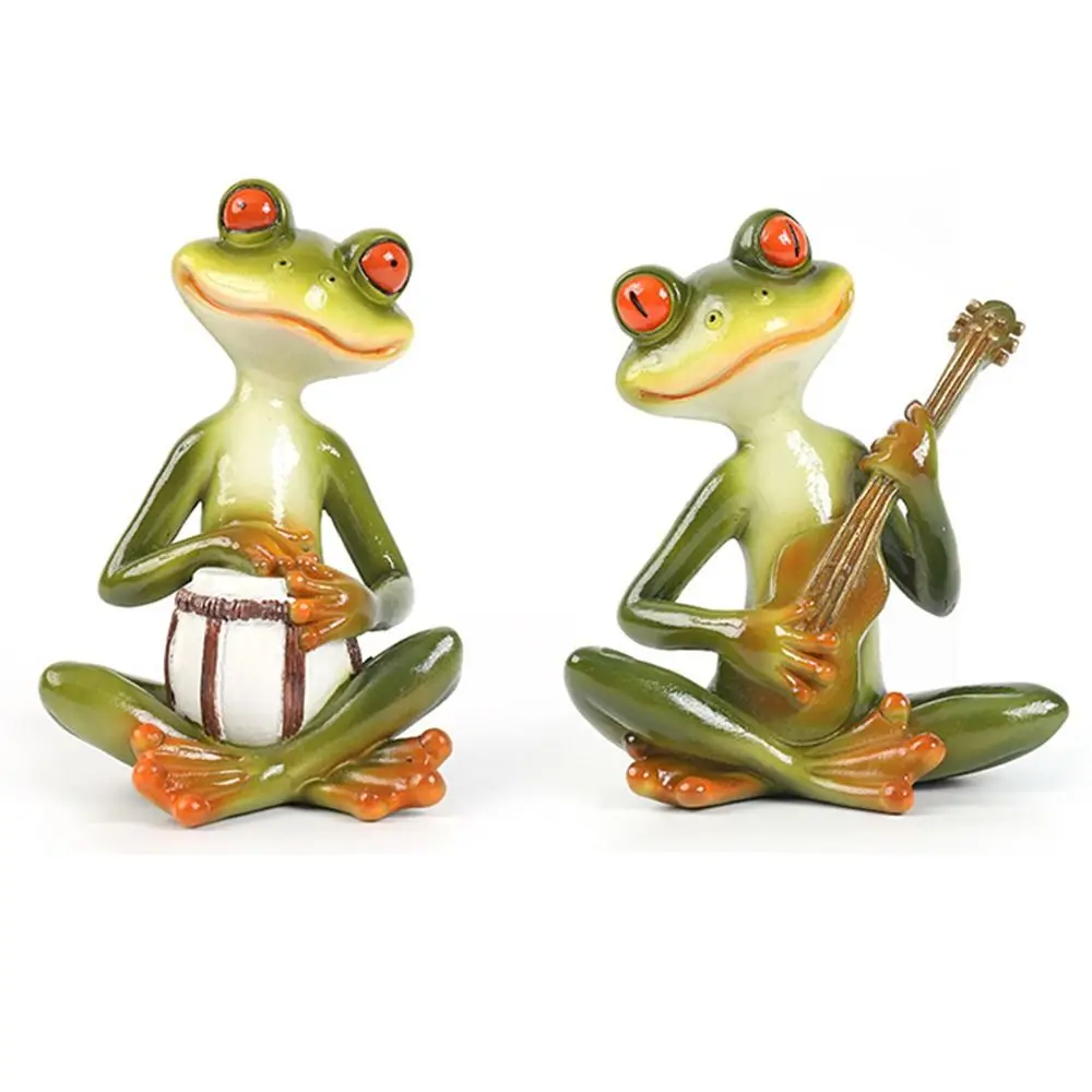 Crafts Resin Frog Statue Creative Cute Animal Sculpture Handicraft Simulated Miniatures Figurine Office