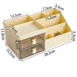 Multifunctional Desktop Organizer with Drawer and Pen Holder (Yellow)