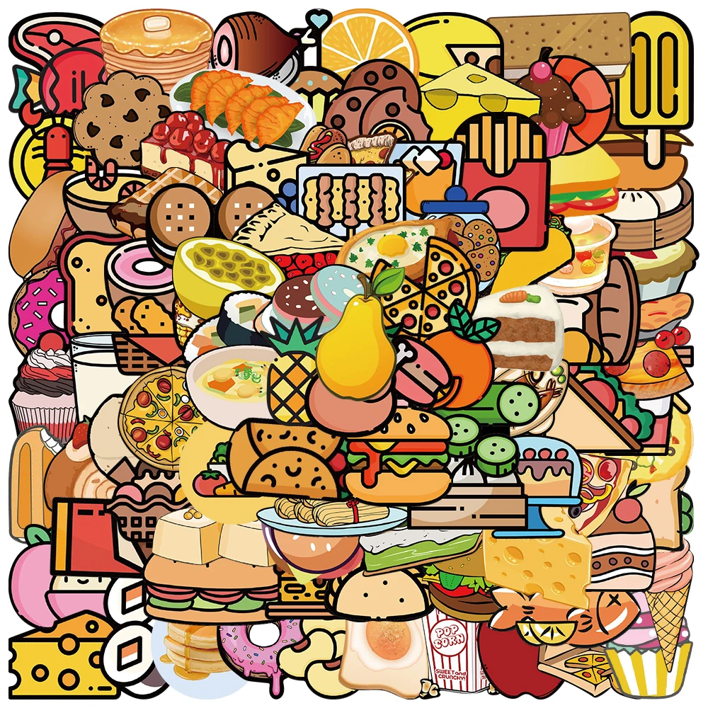 

50/100Pcs Cartoon Cute Food Graffiti Stickers Guitar Notebook Computer Helmet Suitcase DIY Decal Sticker Kid Toy