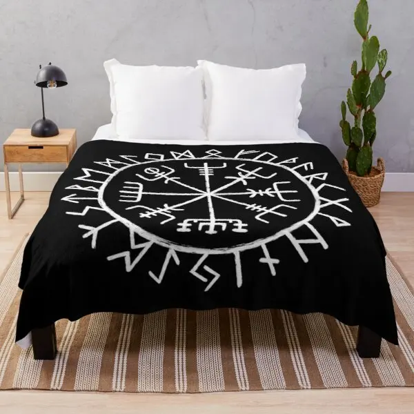 3D Soft Throw Blanket Lightweight Flannel Blanket King Queen Size for Sofa Couch The Vikings Ancient Scandinavian Norse Runes