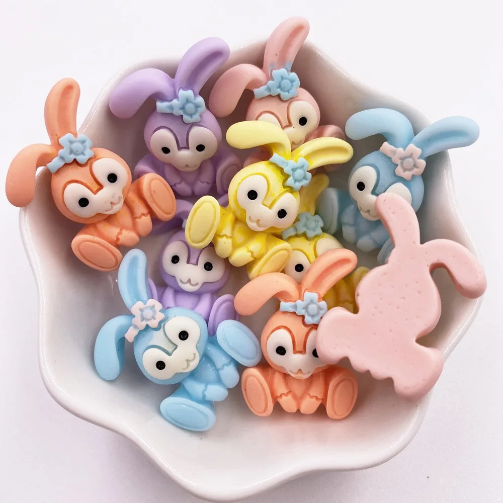 Hand Painted Resin Kawaii Colorful Rabbit Flatback Stone Figurine 10PCS Scrapbook DIY Decor Home Accessories Crafts rabbit ornaments rabbit ornament ornament crafts resin ornaments resin crafts accessories miniature figurines resin crafts
