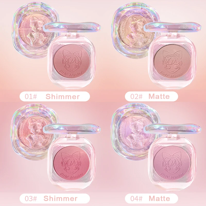 Young Girl Gradient Milk Blusher Palette Matte Nude Shimmer Rouge Rubor Natural Face Contour Shading Blush Korean Dupes Makeup 3