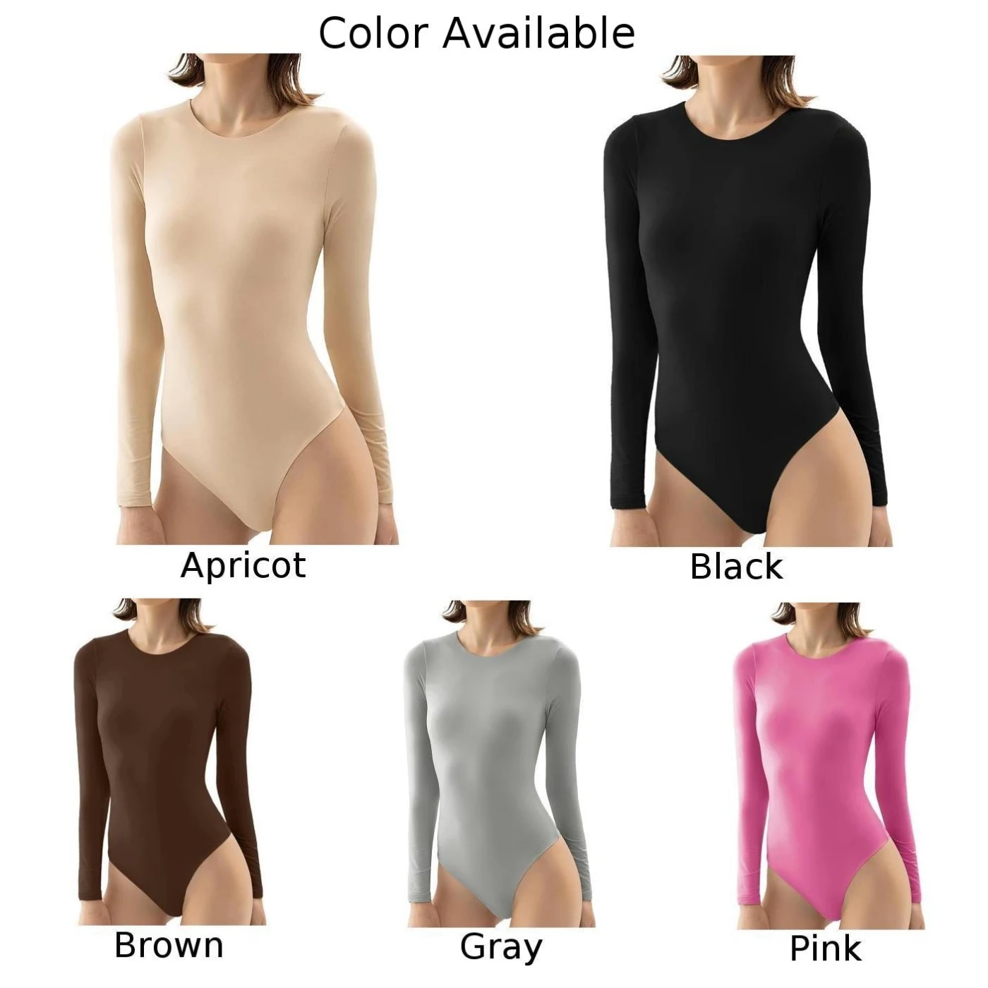 Womens Crew Neck Long Sleeve Bodysuit Slim Fit Tops Sexy Body Suits  Jumpsuit 