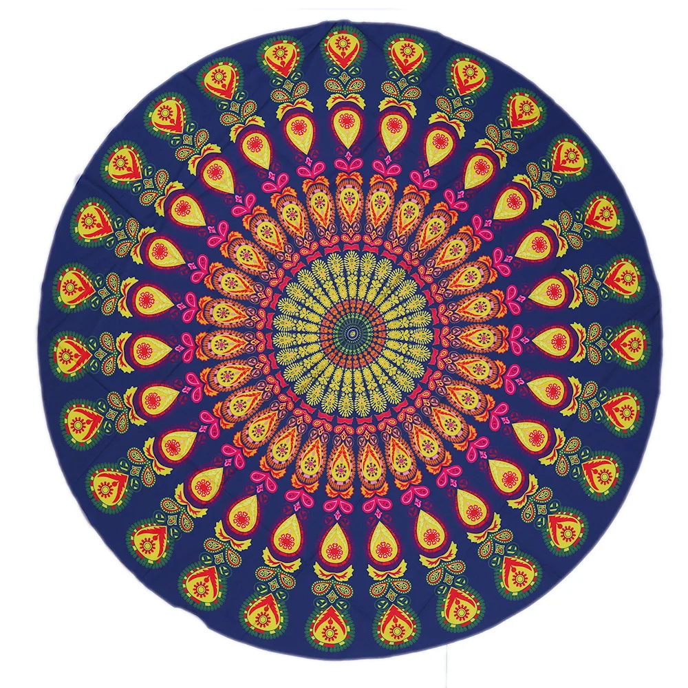 Yoga Mat Blanket Mandala Beach Towel Indian Large Lotus Printing Round Tassel Tapestry Totem Floor Pad For Decorative
