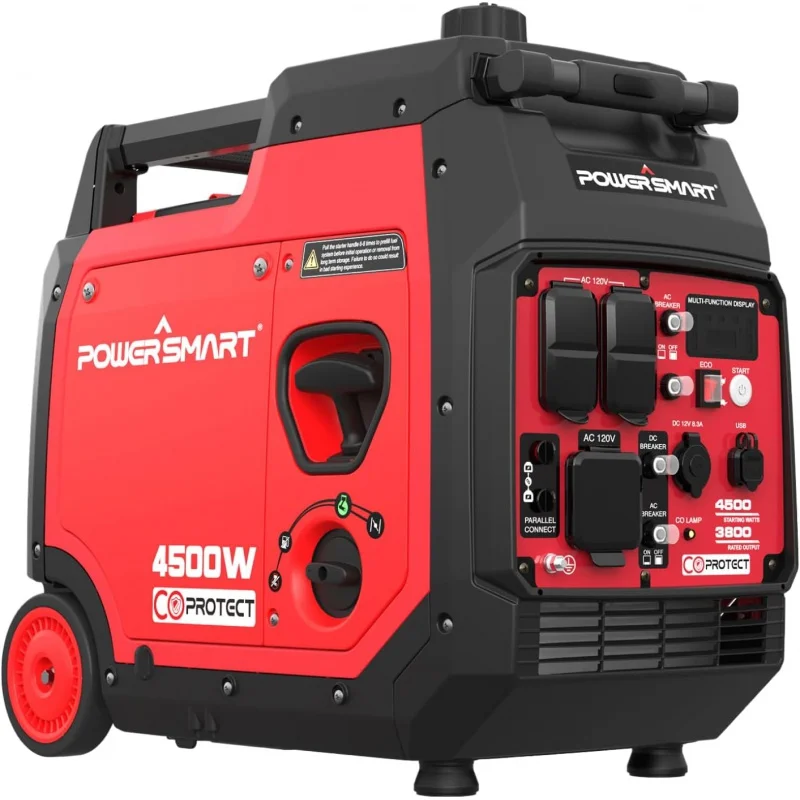 

Портативный инверторный генератор PowerSmart на 4500 Вт, генератор для домов на колесах, параллельный генератор, Газовый генератор для домашнего использования, C