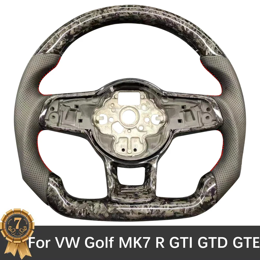 

For VW Golf MK7 R GTI GTD GTE For Scirocco 2015 T-ROC Tiguan Customised Carbon Fiber Red line Steering Wheel Base Accessories