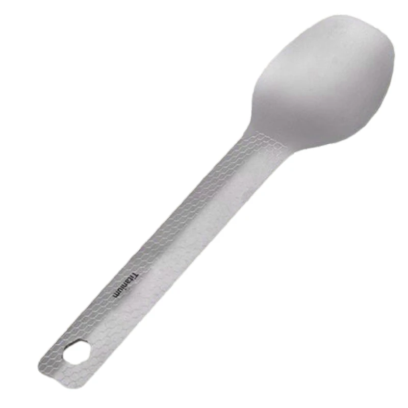 Cucchiaio Spork leggero in titanio con manico lungo, cucchiaio da inodore