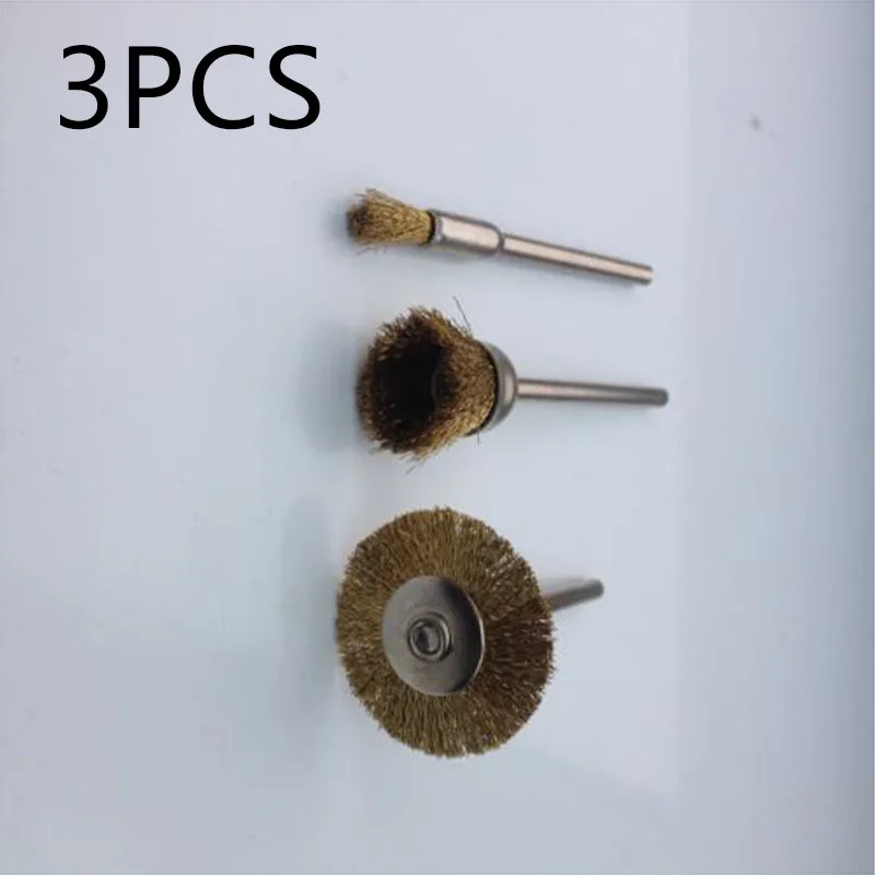 Set di punte per spazzole a tazza con ruota in filo di rame professionale da 3 pezzi per rimuovere la vernice dalla ruggine per accessori per utensili elettrici per smerigliatrice rotante