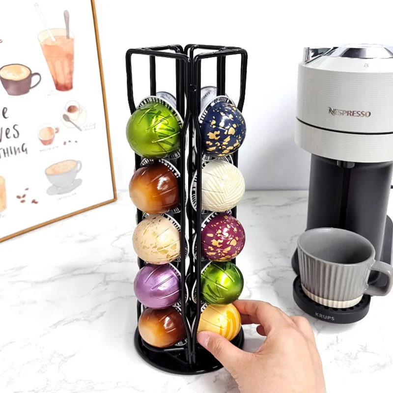 

Office Capsule Holder Kitchen Coffee Capsule Storage Rack Coffee Finishing Display Rack Iron Art Can Be Rotated