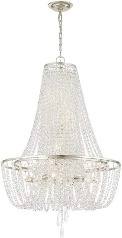 

Bailey Street Home Contemporary 9 Light Crystal Tiered Chandelier with Hand Cut Crystal in Antique Silver