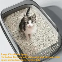 Semi-Enclosed Cat Litter Box Splashproof Kitten Toilet Tray Pet Cleaning Basin with High Sides for Indoor Use 6
