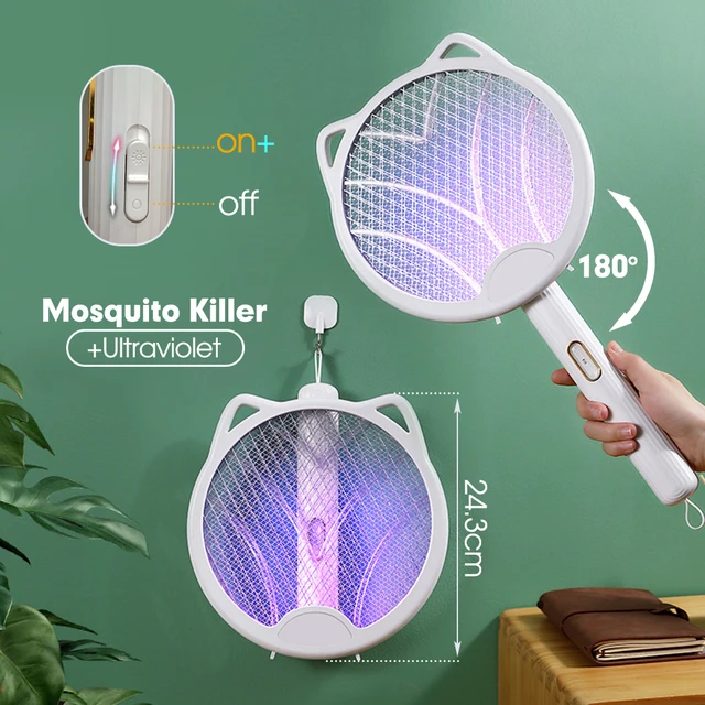 Elektromos Légy Swatter Racket Bug Zapper 3000 V Szúnyoggyilkos Beltéri Kültéri Fénycsapda Összecsukható Újratölthető Kézi Hordozható - Image 2