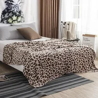 Super Soft Coral Fleece Flannel Blankets Leopard Stripe Printed Sofa Bed Bedspread Plaid Blankets 1