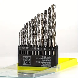 Premium Cobalt Twist Drill Bits Set for Stainless Steel & Hard Metal - 13 Pieces (1.5mm - 6.5mm) (White Steel)