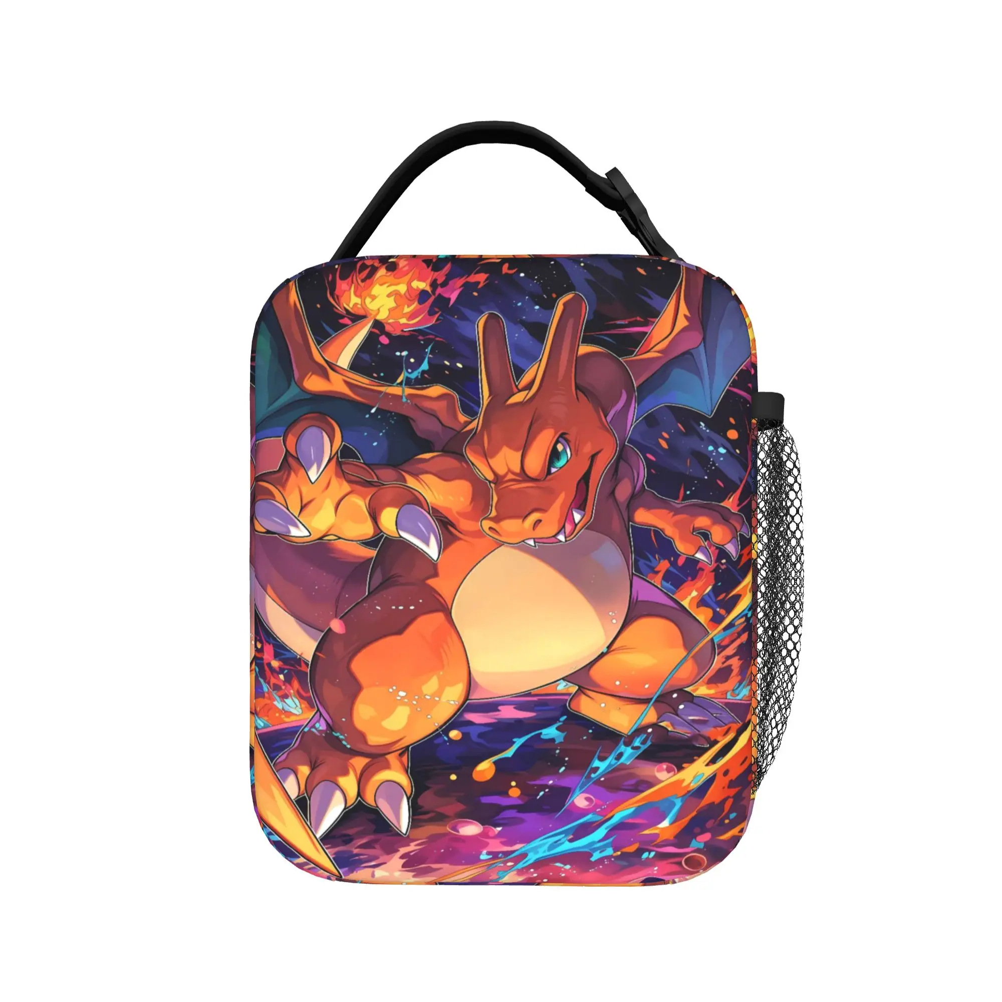Swirl Fire Manga Lunch Bag - Stylish Portable Oxford Cooler Bag