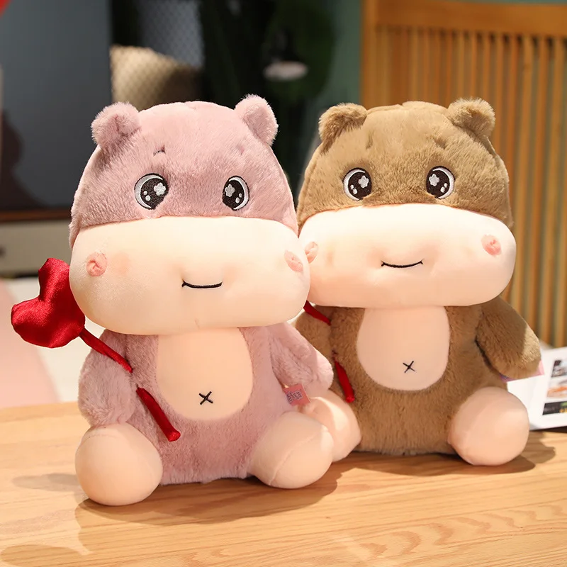 40cm Love Hippo Plush Toy Cute Soft Stuffed Animals Hippo Dolls Big Size Plush Toys for Girlfriend Girls Valentine's Day Gifts