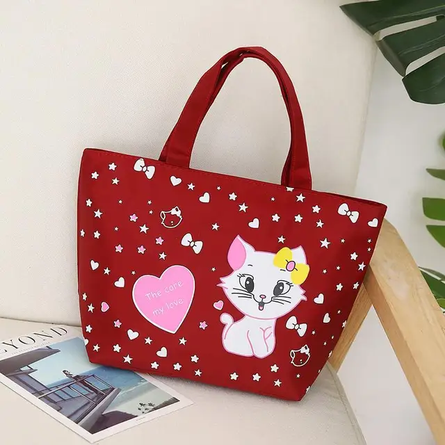 Disney Mary Cat New Hand Carry Lunch Bag Mommy Bag Handbag Oxford Cloth Female Lunch Box Bag Waterproof Cloth Bag Female Bag 1