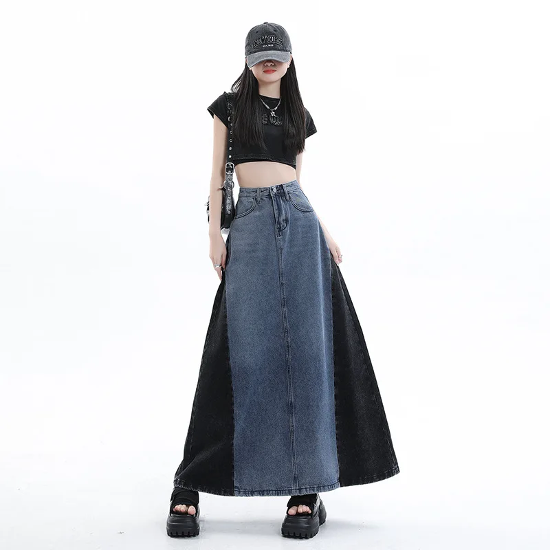 

New Fashion Design Denim Skirt for Women High Waisted Long Skirt Casual Black Skirt Blue Jeans maxi Skirts SR666