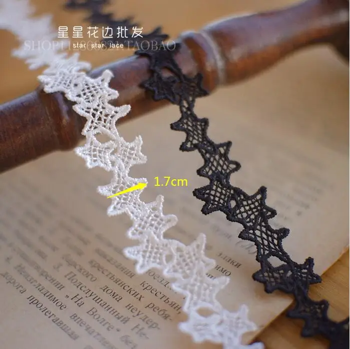 Elegant White and Black Floral Embroidered Lace Trim - 5 Yards