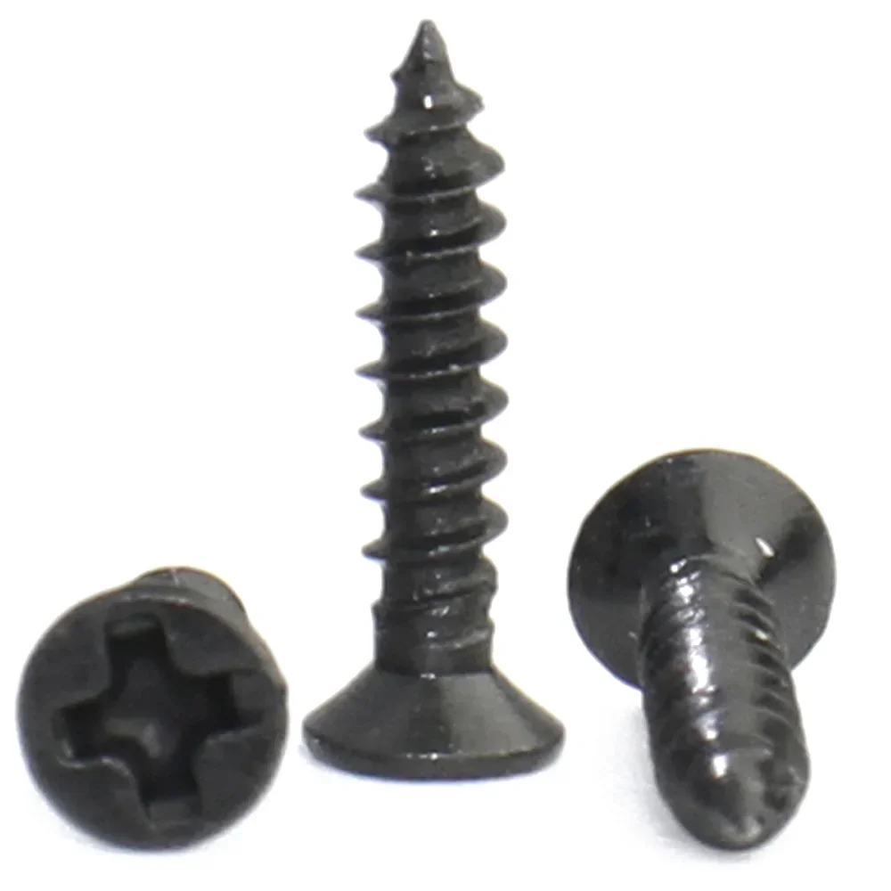 Self Tapping Screw Black Phillips Carbon Steel M1 M1.2 M1.4 M1.5 M2 M2.6 M3 M3.5 M4 M5 Cross Countersunk Flat Head 100pcs/lot