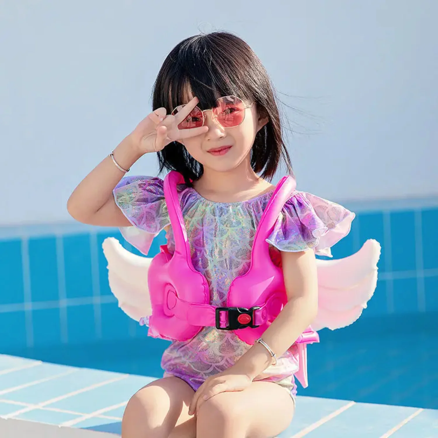 Angel Wing Buoyancy Vest 2-8 Age Inflatable PVC Float Pool Learn to Swim Boating Drift Safety Accessories Life Jacket