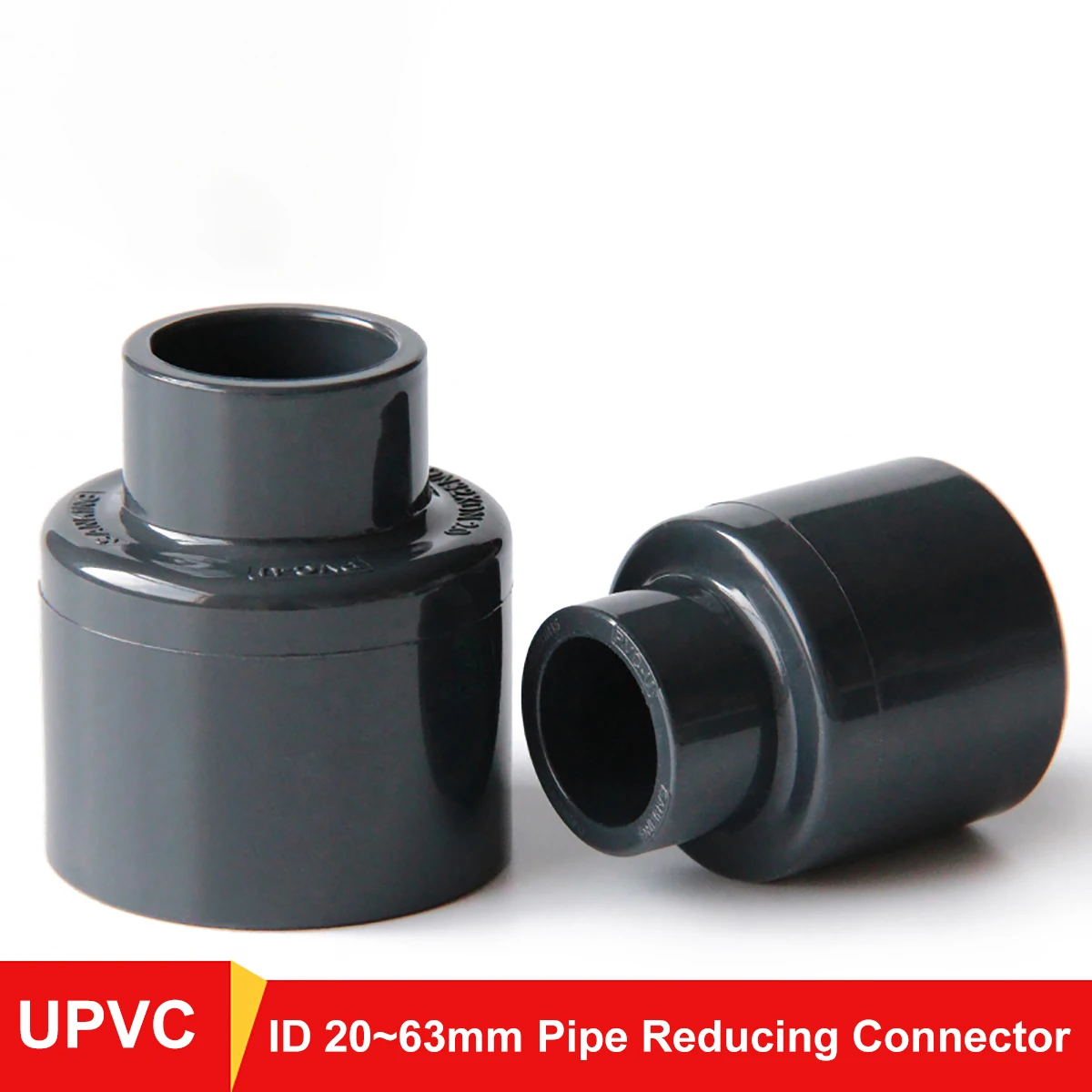 

1Pcs PVC Straight Reducing Connectors Inside Diameter 20~63mm Water Pipe Connector Garden Irrigation Aquarium Fish Tank Adapter