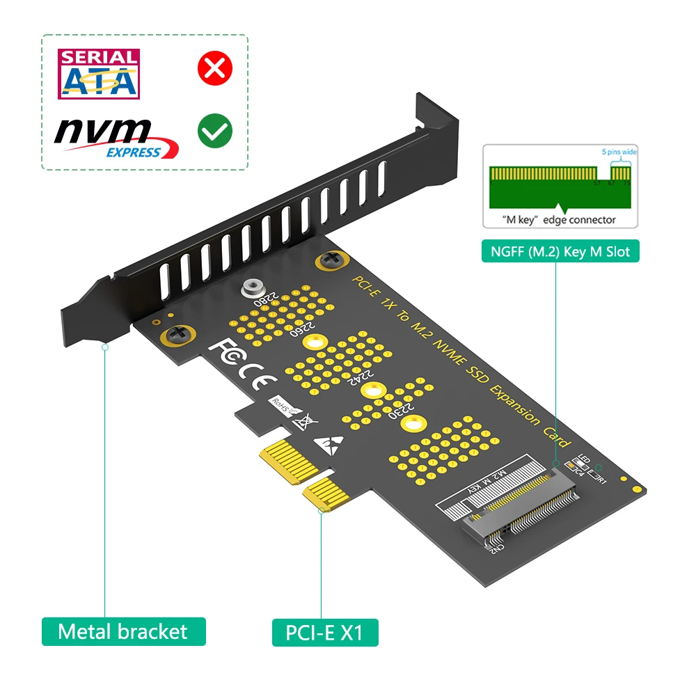 M.2 NGFF NVMe SSD to PCI-E 3.0 1X Adapter