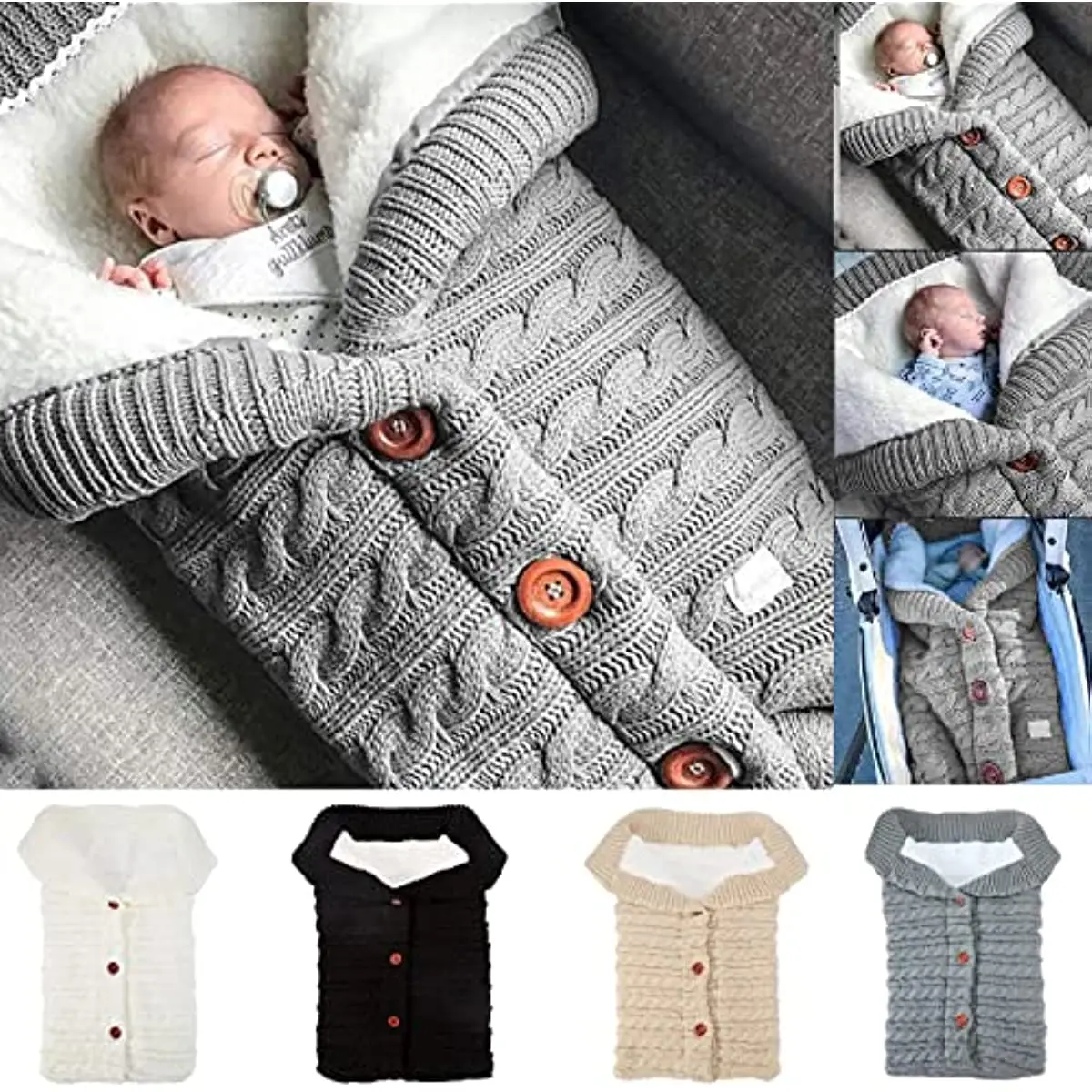 

Newborn Baby Winner Sleeping Bags Swaddling Blanket Stroller Bag for 0-18 Month Baby Thick Knit Soft Warm Blanket Swaddle Wrap