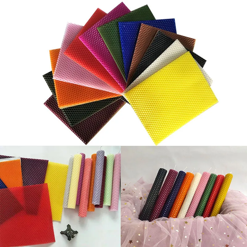 수제 DIY 벌집 왁스 시트 캔들 롤, 부모 자녀 활동 재료, 양초 만들기, 15*20cm, 12 개/세트 