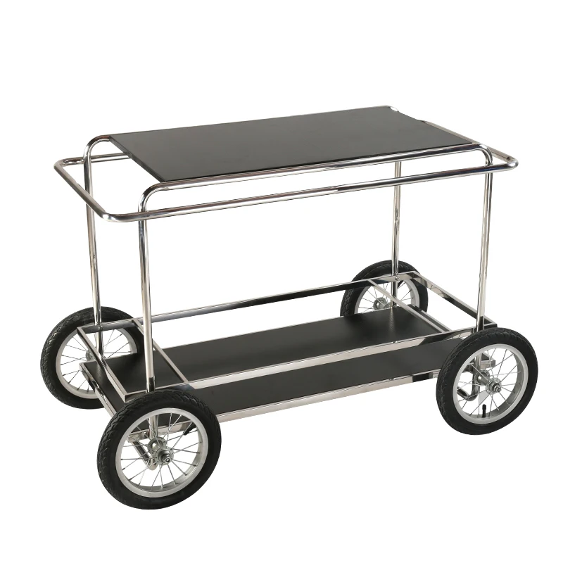 Small, stainless steel storage rack, liquor, movable cake, wheeled household food delivery cart