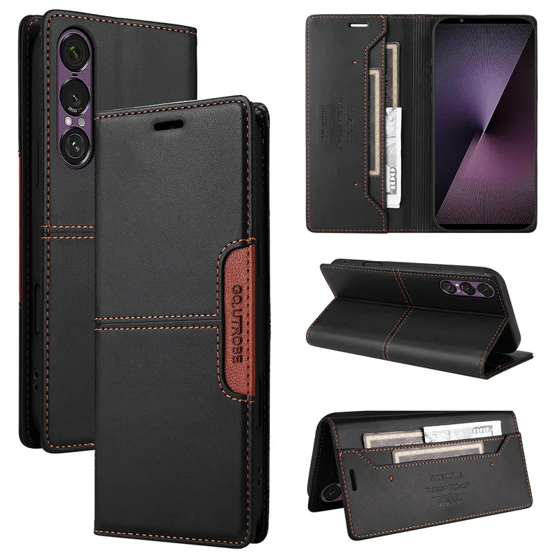 Elegant Magnetic Wallet Leather Phone Case with Anti-theft Card Holder and Flip Cover Design