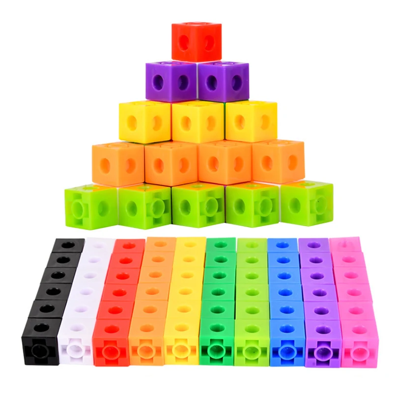 Educational Toys Math Toys Fraction Math Manipulatives 100Pcs Linking Cubes Math Manipulatives Montessori Toys For Kids Learning Classroom Supplies Teaching Educational