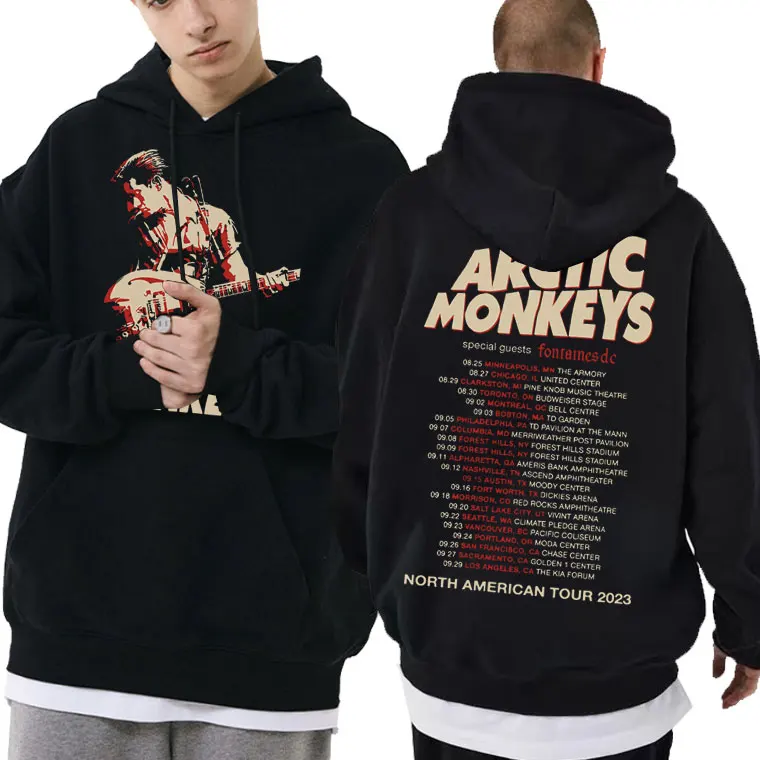 

British Rock Bands Arctic Monkeys North American Tour 2023 Graphic Hoodie Male Oversized Sweatshirt Men's Fleece Cotton Hoodies