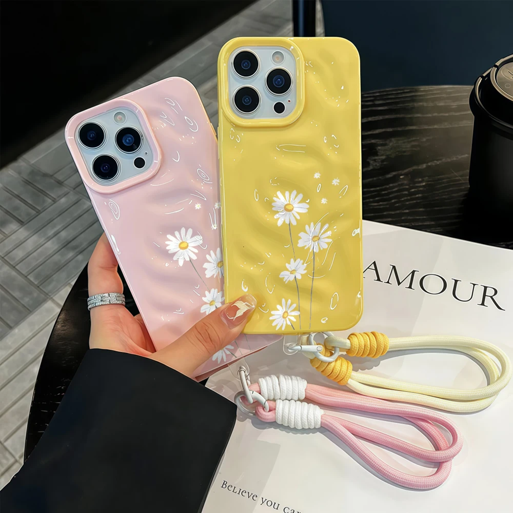 Daisy Design Shockproof Soft TPU Phone Case with Lanyard