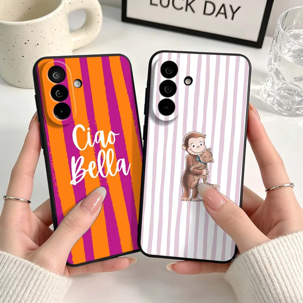 Orange Striped Minimalist Black Phone Case