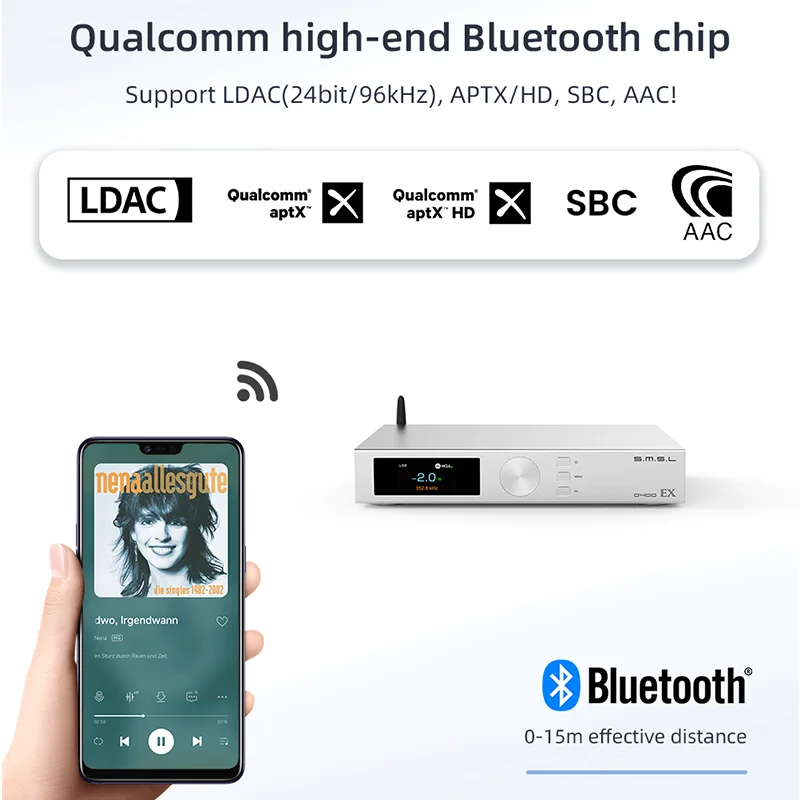 SMSL D400EX 고해상도 오디오 디코더 AK4191 AK4499EX DAC 칩 XU316 MQA-CD DSD512 동축 광 Blutetooth I2S 원격 제어 포함