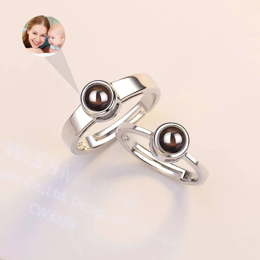 Customized Photo Projection Stainless Steel Rings Adjustable Couple Ring For Anniversary Gift Valentine's Day Gifts 2Pcs/Set 2pcs boat 304 stainless steel m6 sail smooth solid o round rings clip hammock yoga hanging ring