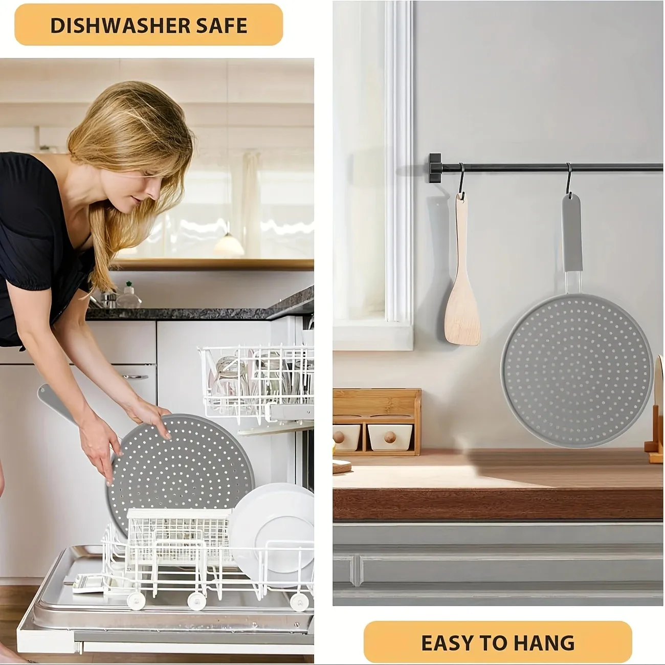 Silicone Kitchen Splatter Screen with Handle Heat-resisting Oil Splash Guard Drain Board Cover Kitchen Frying Pan Lid